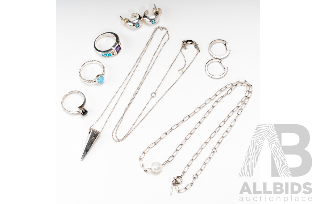 Sterling Silver Jewellery Collection in Various Styles with Gemstones, Perfect for Gifting - 27.37 Grams