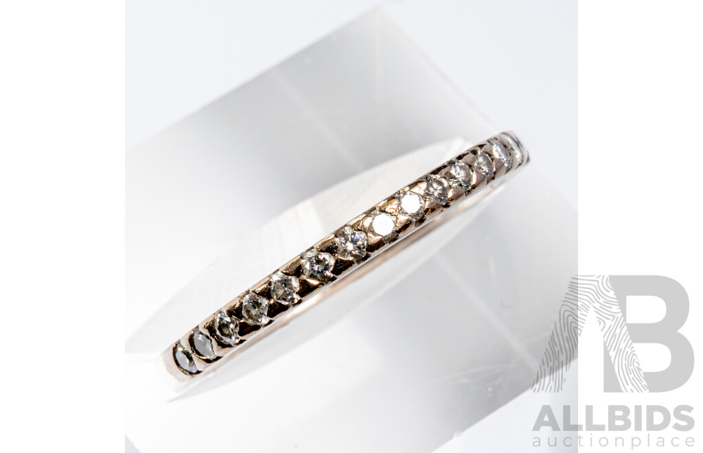 18ct White Gold Diamond Set Wedding/Stacker Ring, Est TDW0.25ct, Size M, 2.40 Grams