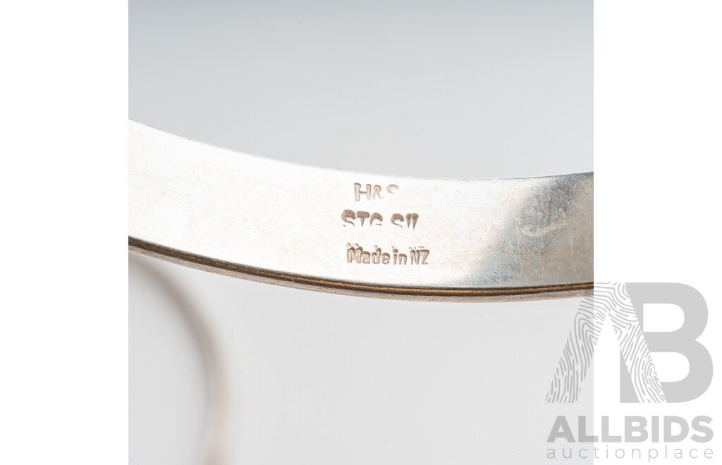 Sterling Silver Solid Flat Curve Bangle & Sterling Silver Etched Bangle, 63/64mm, 41.46 Grams