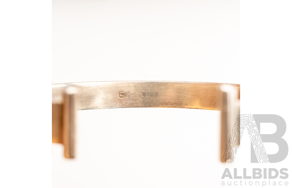 Solid Sterling Silver Unisex Open Cuff Bangle, 66mm, 30.48 Grams