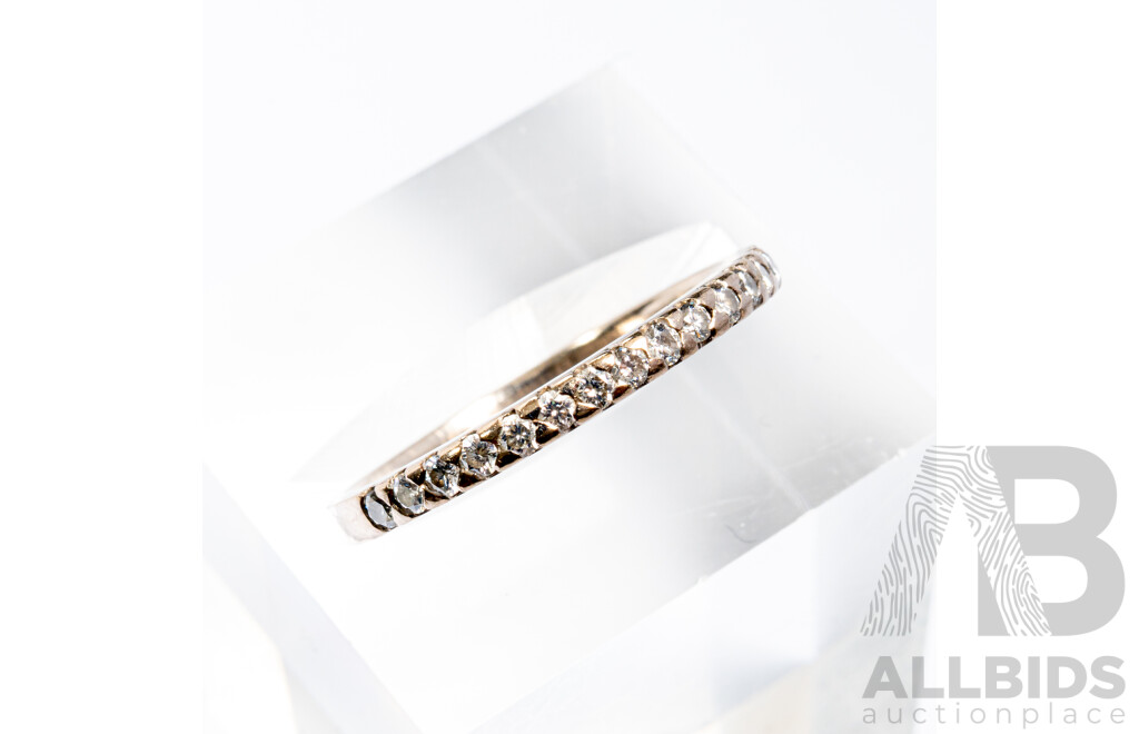 18ct White Gold Diamond Set Wedding/Stacker Ring, Est TDW0.25ct, Size M, 2.22 Grams