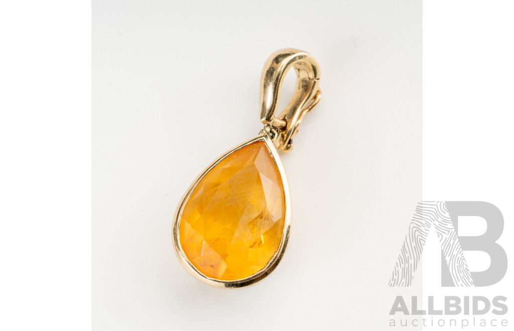 9ct Citrine Enhancer Pendant, 25mm, 2.23 Grams