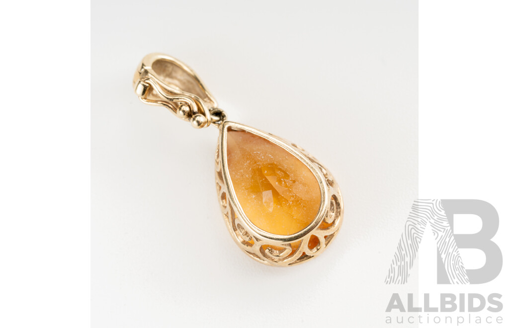 9ct Citrine Enhancer Pendant, 25mm, 2.23 Grams