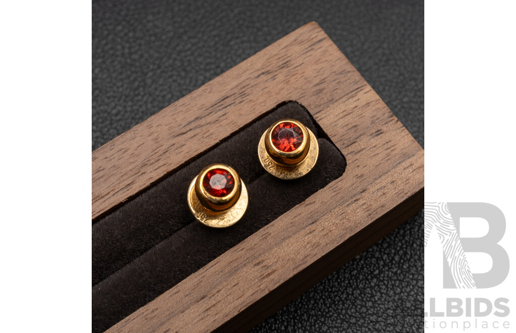 18ct Natural Ruby Stud Earrings, 6.5mm, 4.28 Grams