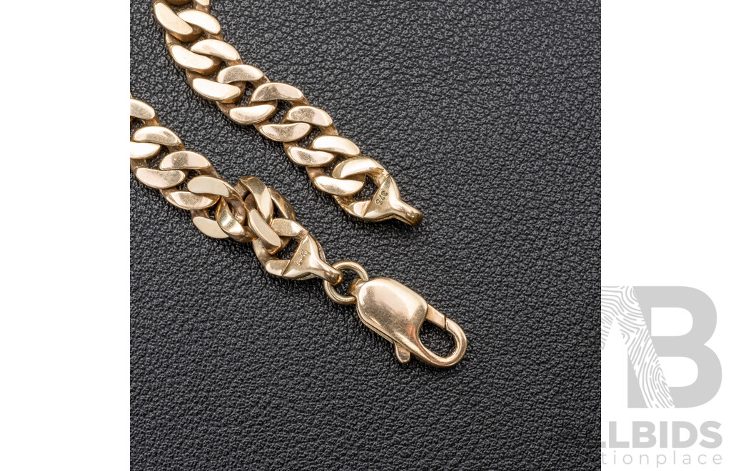 9ct Reversible Pattern/polished Curb Link Necklace, 50cm, 41.28 Grams