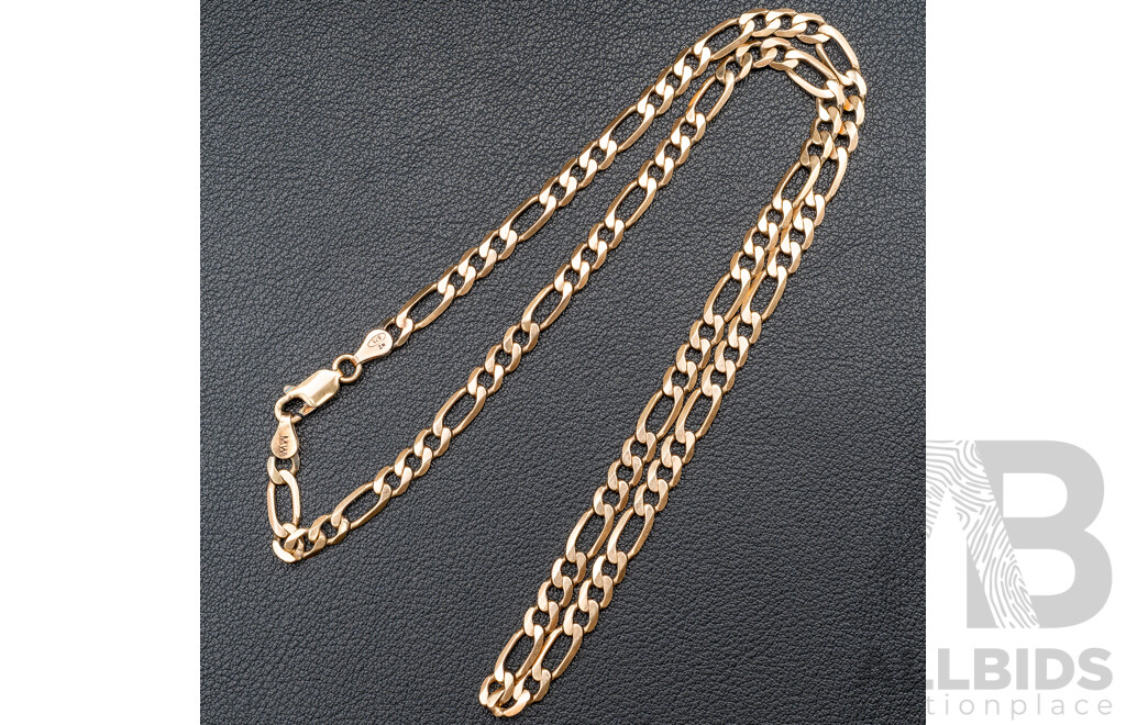 9ct Yellow Gold Figaro 3+1 Necklace, 45cm, 12.44 Grams