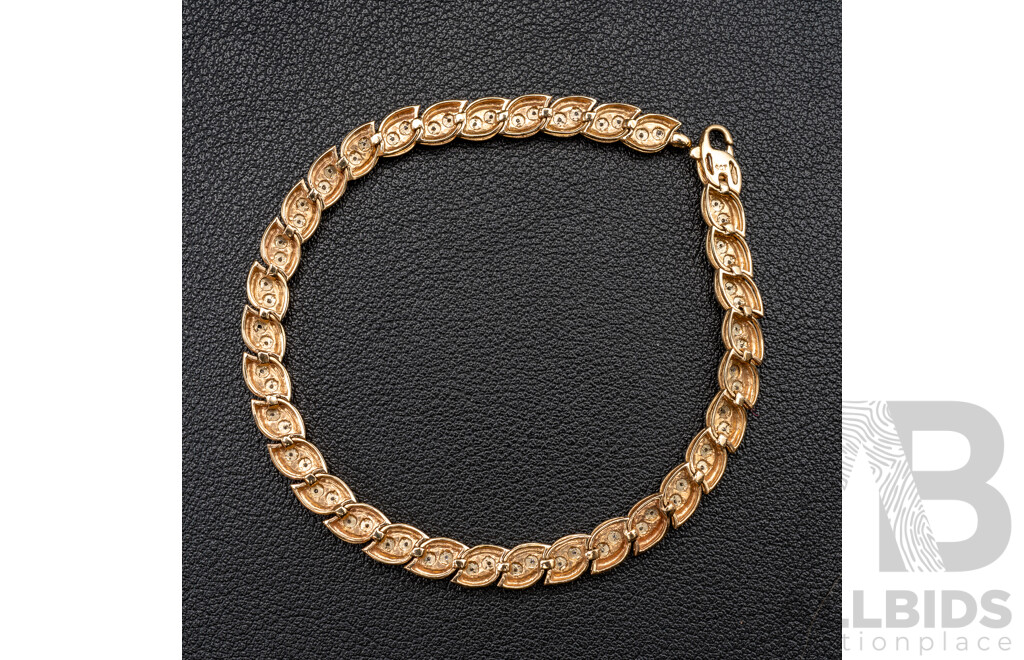 9ct Diamond Set Fancy Link Tennis Bracelet, 19cm, 9.21 Grams