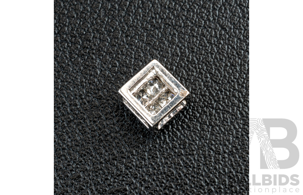 18ct White Gold Princess Cut Diamond Slider Pendant, Est TDW0.32ct, 6.85mm, 0.81 Grams