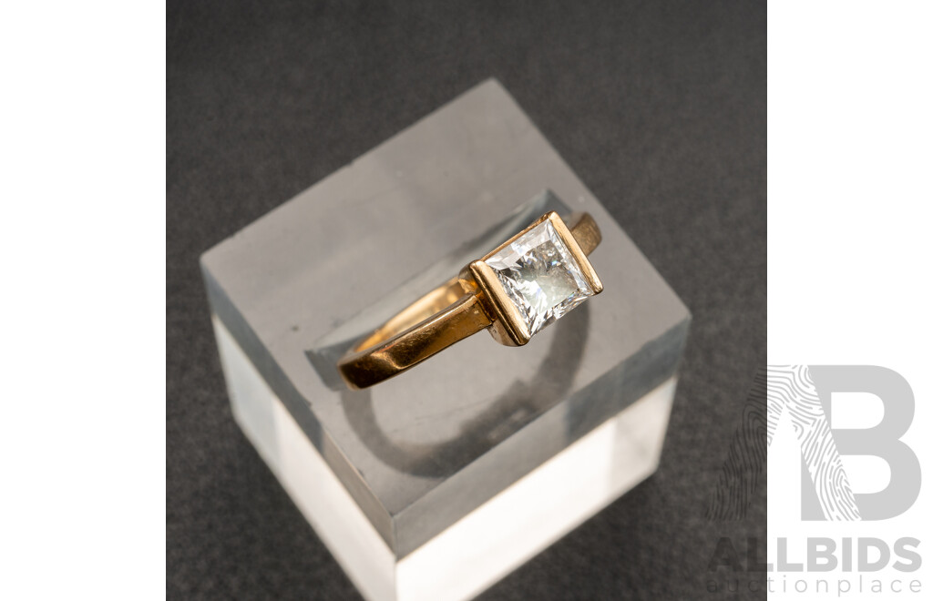 18ct 1.0ct Princess Cut Diamond Solitaire Engagement Ring, Size L, 4.50 Grams