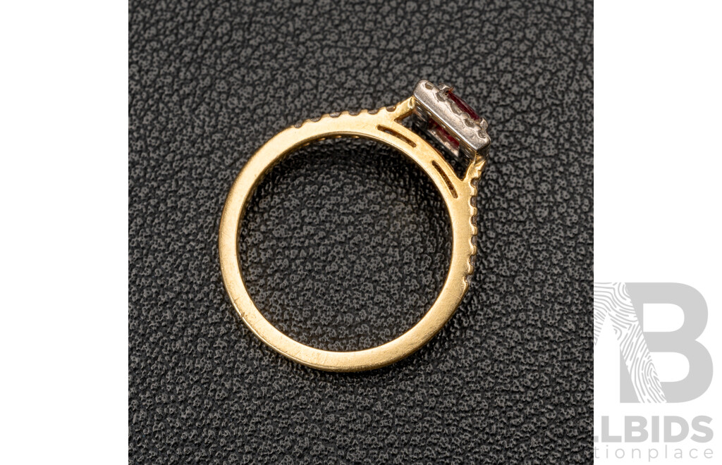 18ct Natural Ruby & Diamond Ring, S1.10ct/TDW0.30ct, Size M, 3.54 Grams
