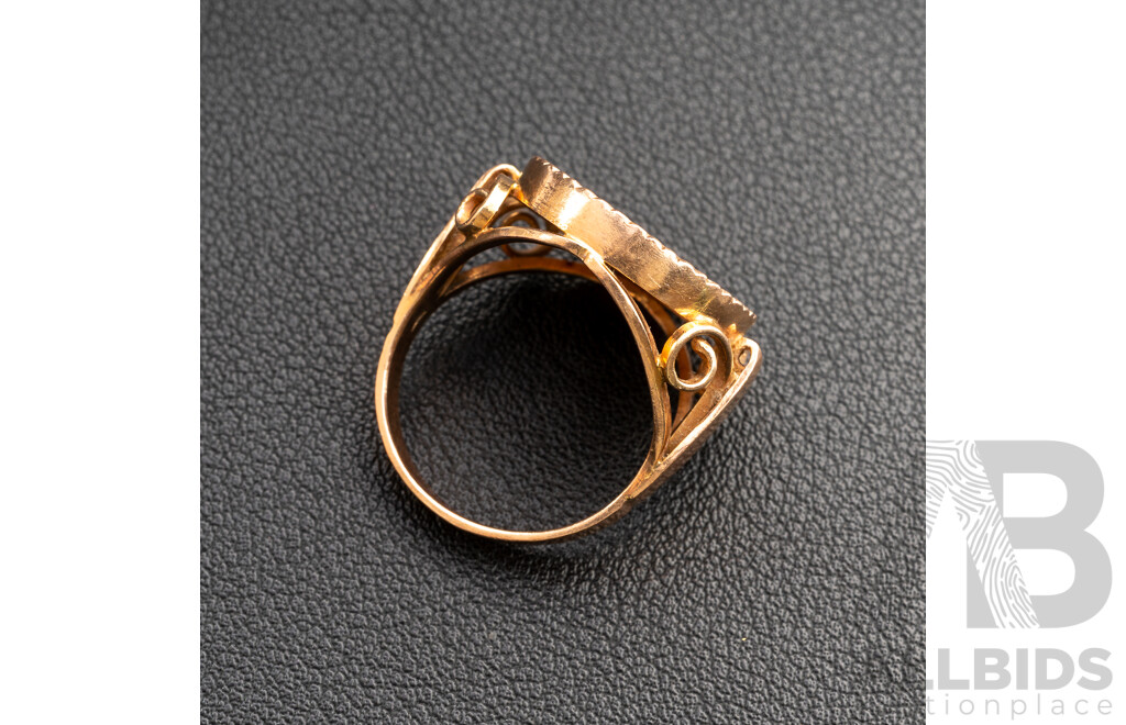 14ct Yellow Gold 5 Russian Roubles Tsar Nicholas 1901 Coin Ring, Size T, 9.42 Grams