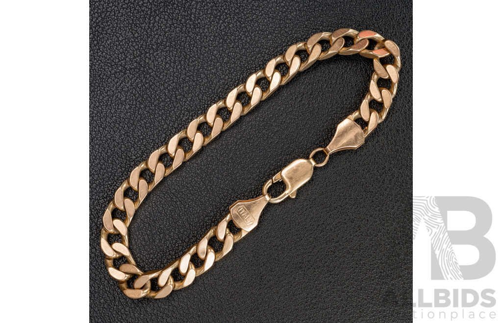 9ct Flat Curb Link Bracelet, 20cm, 20.53 Grams