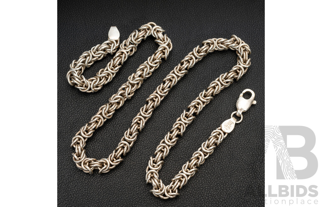 Sterling Silver Fancy Link Heavy Necklace, 58cm, 94.86 Grams