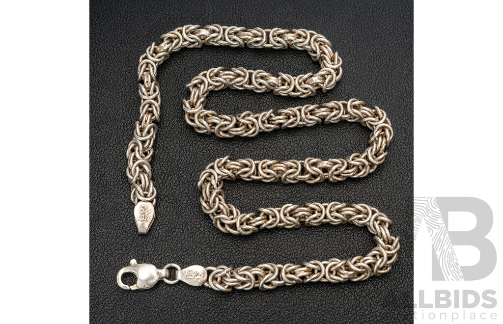 Sterling Silver Fancy Link Heavy Necklace, 58cm, 94.86 Grams