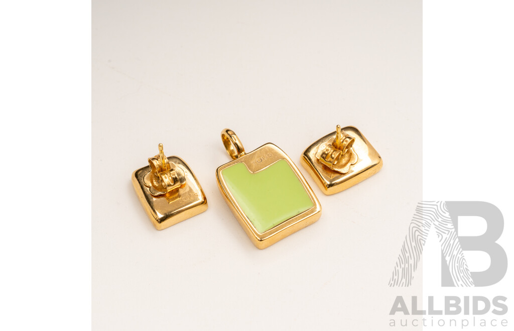 18ct Tous Enamel Flower Pendant & Matching 18ct Stud Earrings, 4.97 Grams