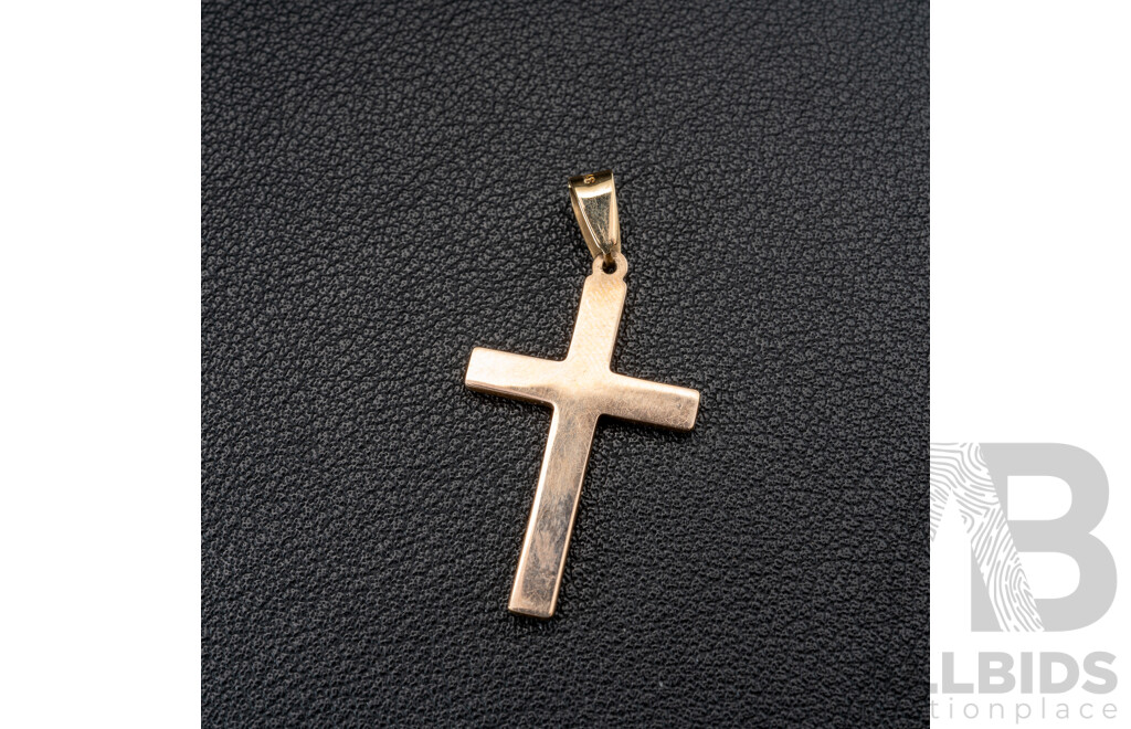 9ct Yellow Gold Cross Pendant, 36mm, 1.18 Grams