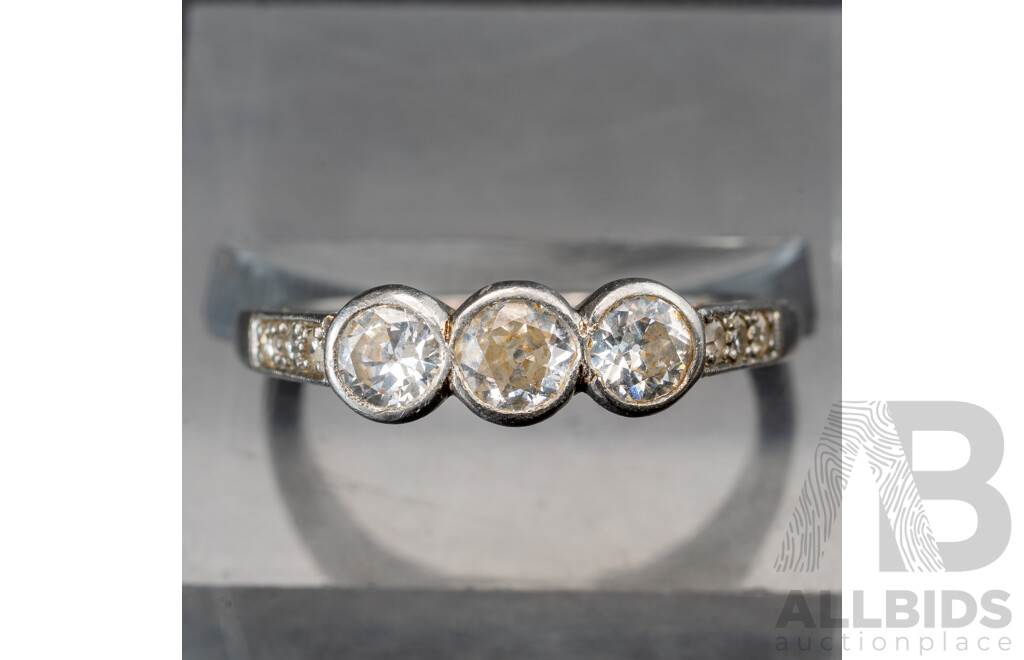Platinum Diamond Trilogy Ring, TDW 0.50ct, Size L, 3.84 Grams