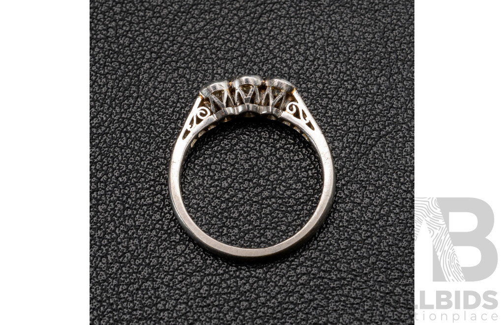 Platinum Diamond Trilogy Ring, TDW 0.50ct, Size L, 3.84 Grams