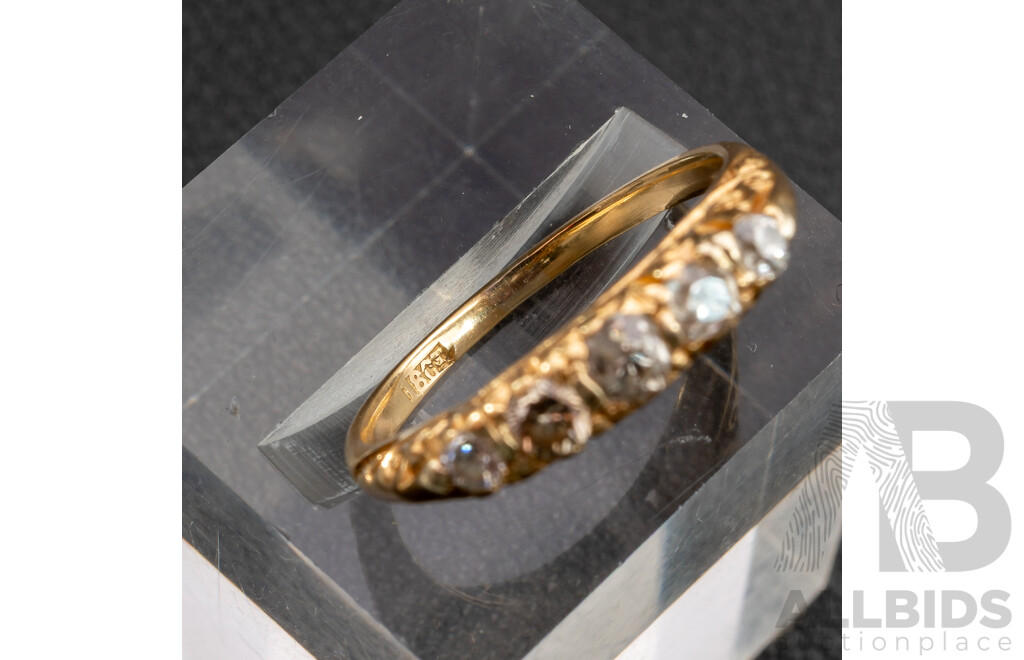 18ct Antique Old Cut Diamond Bridge Ring, Est TDW 0.45ct, Size N, 3.31 Grams
