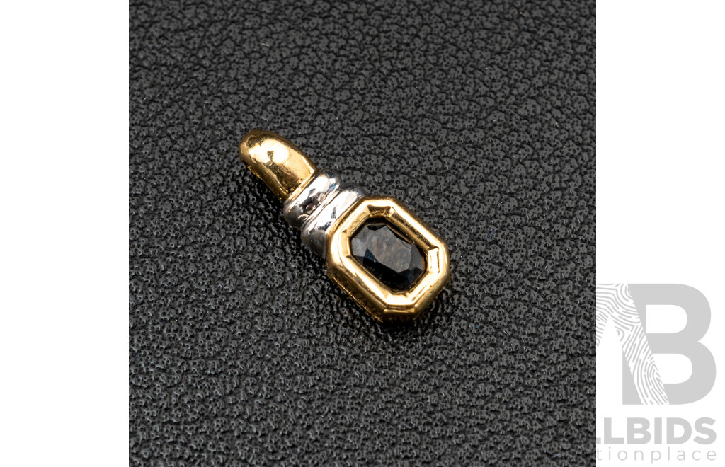 9ct Natural Dark Sapphire Pendant, 16mm, 0.89 Grams