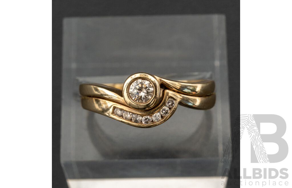 9ct Diamond Set Bridal Set (soldered), TDW0.25ct, Size N, 3.53 Grams
