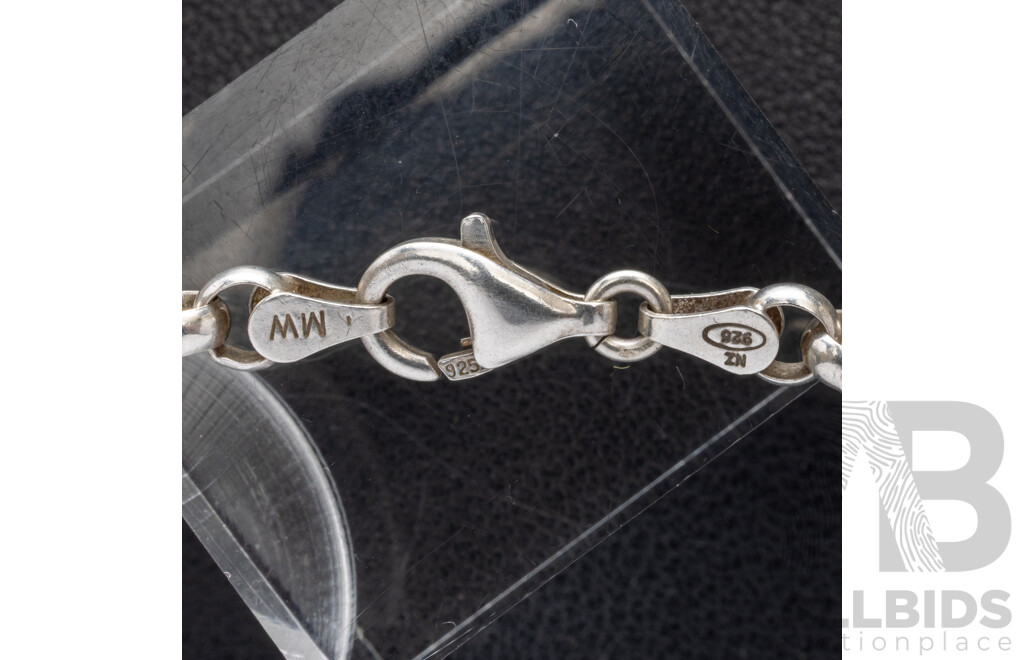 Sterling Silver Belcher Link Necklace, as New, 85cm, 33.0 Grams