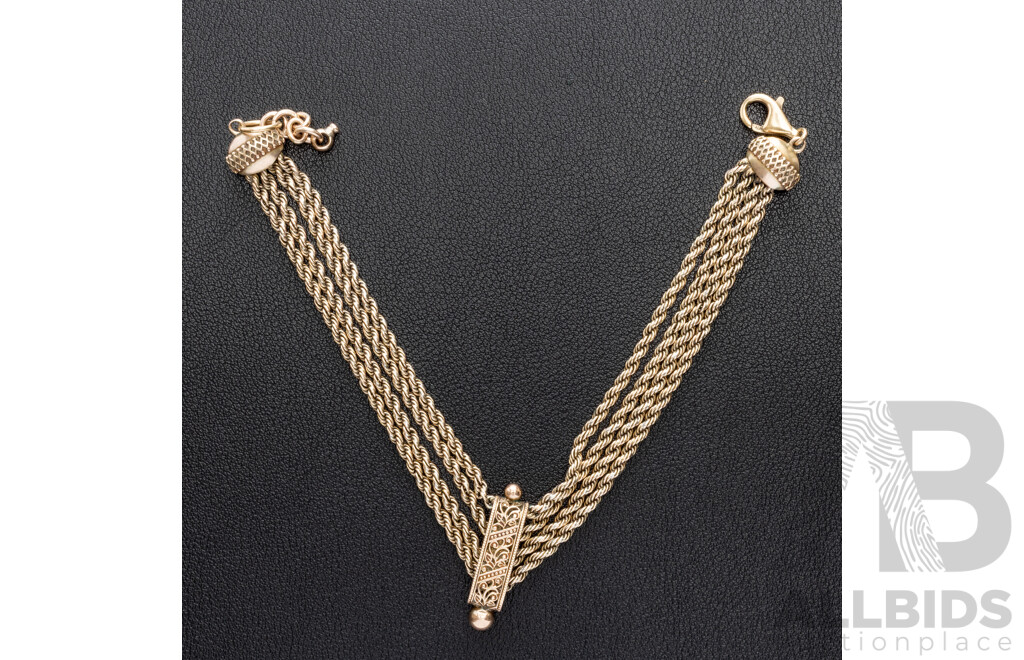 Albertina Vintage Gold Chain/bracelet, 21+2cm, with Graduating Rope Link Chain