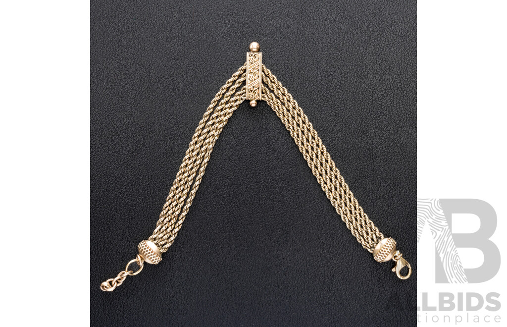 Albertina Vintage Gold Chain/bracelet, 21+2cm, with Graduating Rope Link Chain