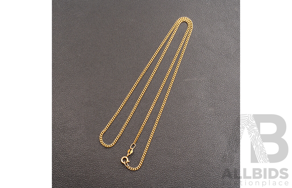9ct Flat Curb Link Necklace, 52cm, 5.56 Grams