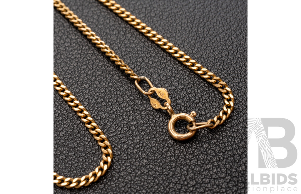 9ct Flat Curb Link Necklace, 52cm, 5.56 Grams