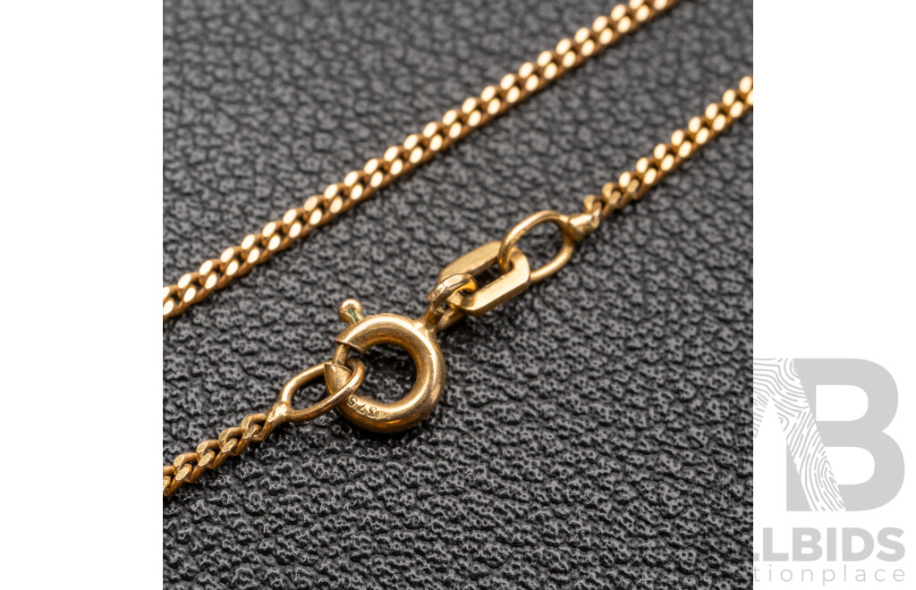 9ct Fine Curb Link Necklace, 50cm, 2.63 Grams