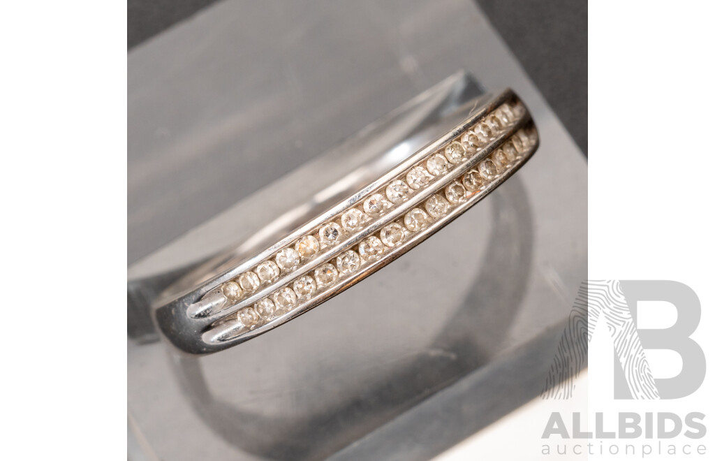 9ct White Gold Diamond Set Wedding/stacking Ring, TDW 0.15ct, Size O, 1.81 Grams