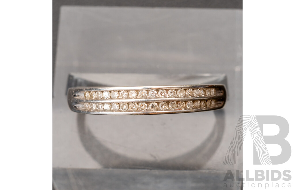 9ct White Gold Diamond Set Wedding/stacking Ring, TDW 0.15ct, Size O, 1.81 Grams