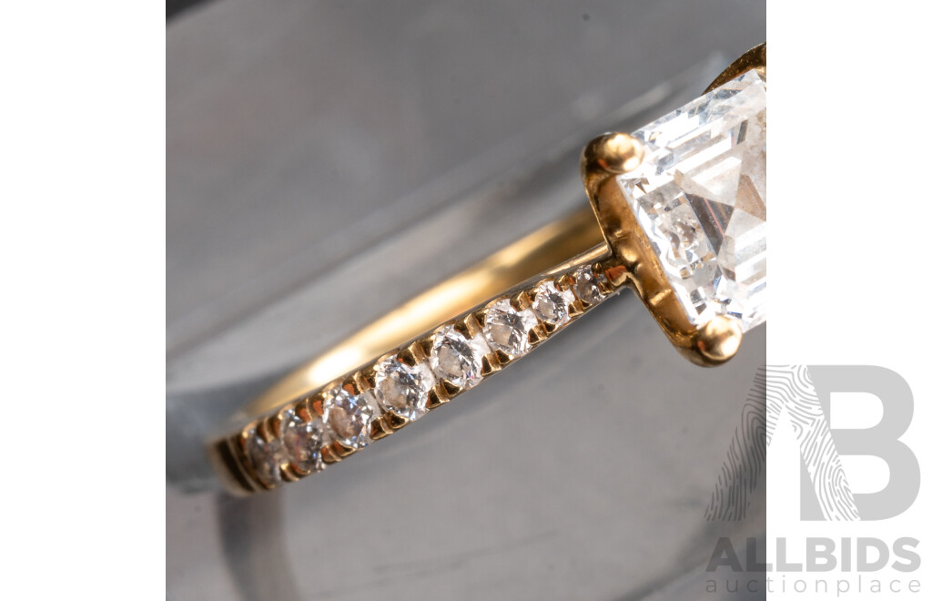 18ct 1.01ct Princess Cut Diamond Engagement Ring, D/FL, TDW 1.26ct, Size N, 3.18 Grams