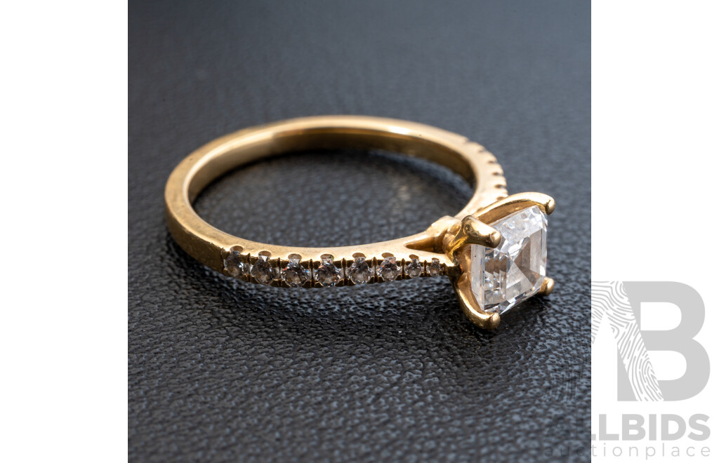 18ct 1.01ct Princess Cut Diamond Engagement Ring, D/FL, TDW 1.26ct, Size N, 3.18 Grams
