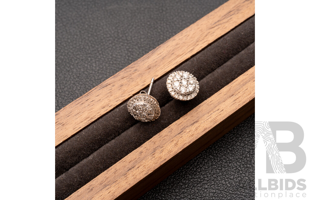 Michael Hill Jewellers 10ct Diamond Cluster Stud Earrings, Est TDW 0.50ct, 10mm, 2.15 Grams