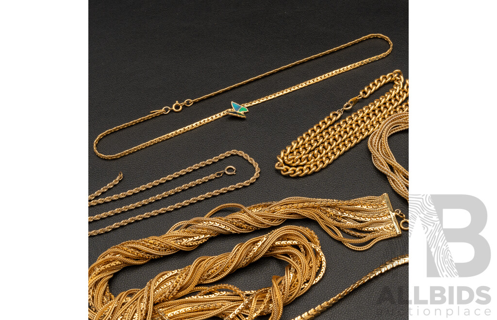 Collection of Quality Vintage Gold Tone Necklaces, 380 Grams