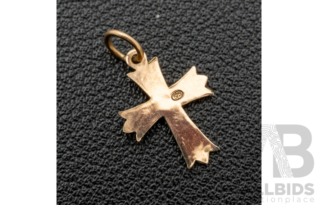 9ct Vintage Cross Pendant, 18mm Long, 0.37 Grams