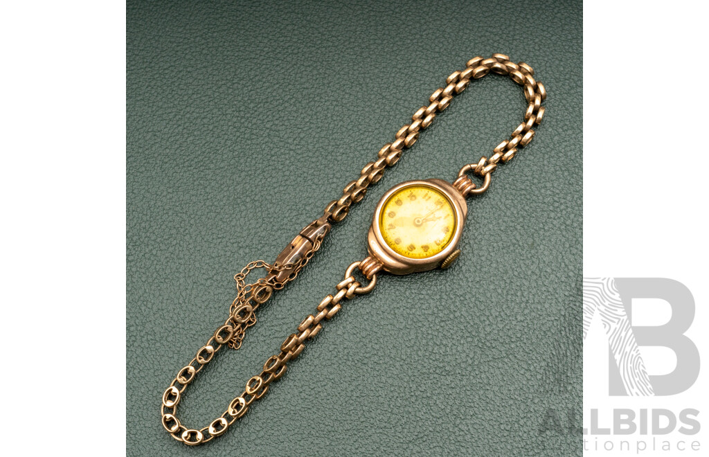 9ct Cyma Vintage Ladies Watch and Band, Swiss Made, 14.52 Grams