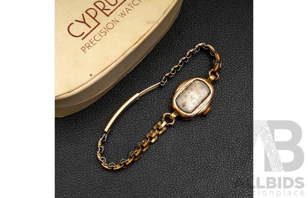 9ct Cyrus Swiss Made 15 Jewels Vintage Watch, 4Y1102, with Original Box & Tag, 11.74 Grams
