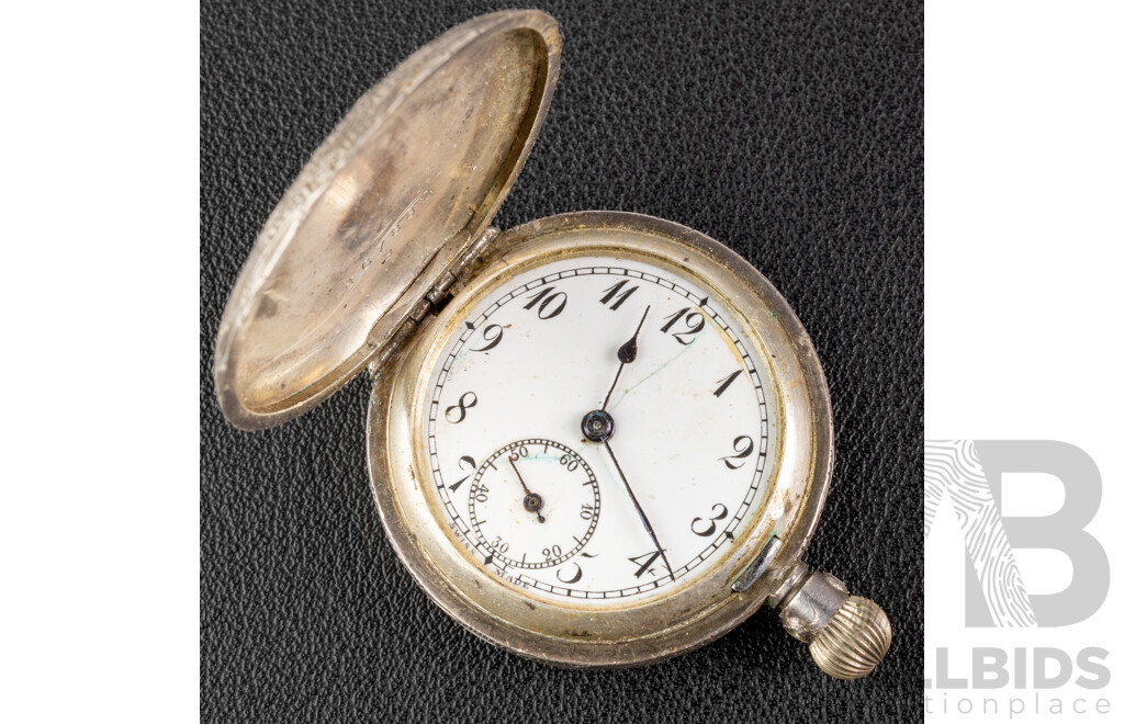 Antique 35mm Sterling Silver Pocket Watch, 167882, London 1913, Working, 32.27 Grams