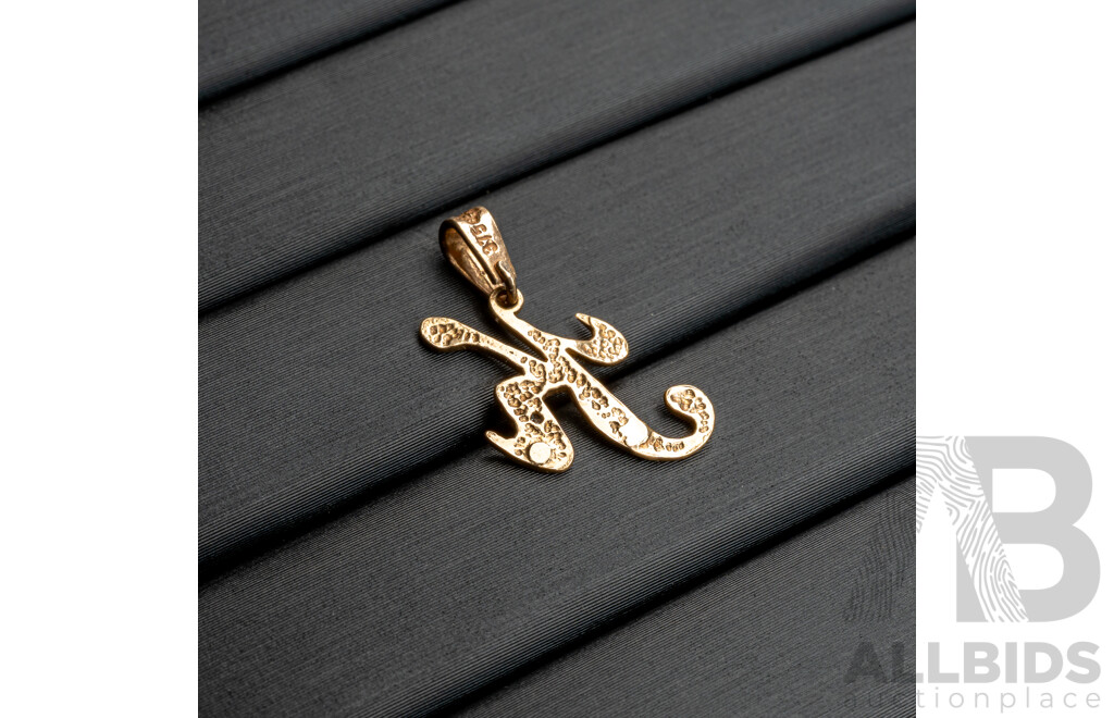 9ct Diamond Set Initial 'K' Pendant, TDW 0.01ct, 20mm, 0.68 Grams