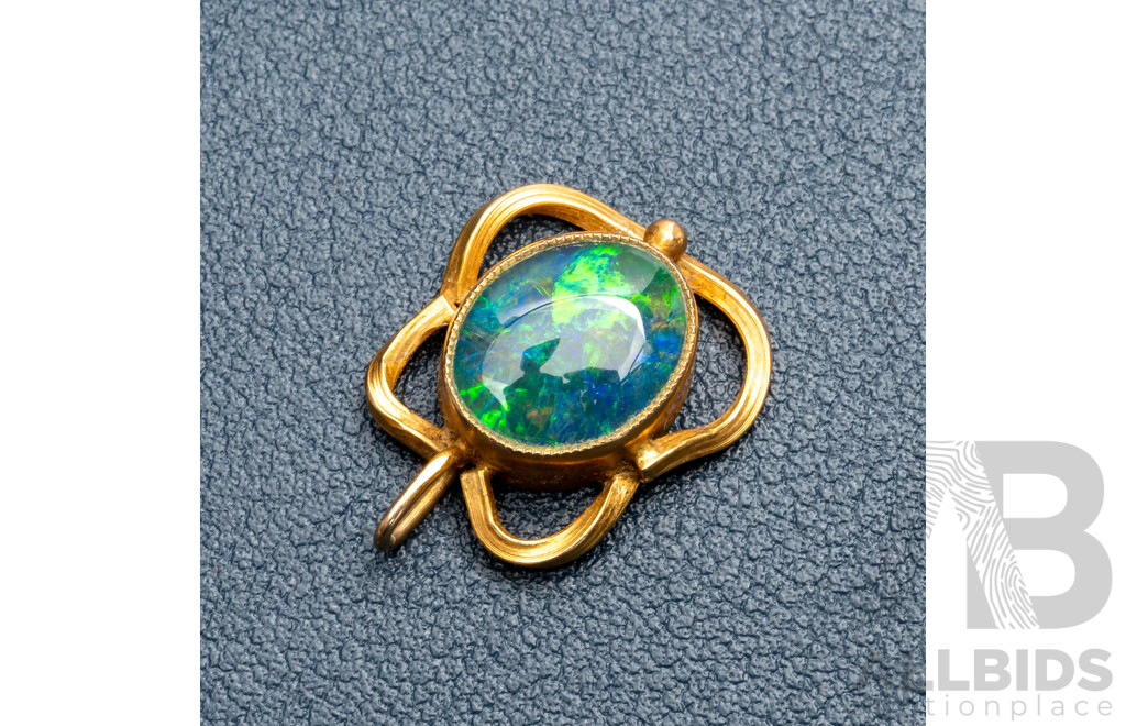 9ct Vintage Opal Triplet Pendant, 20mm, 1.97 Grams