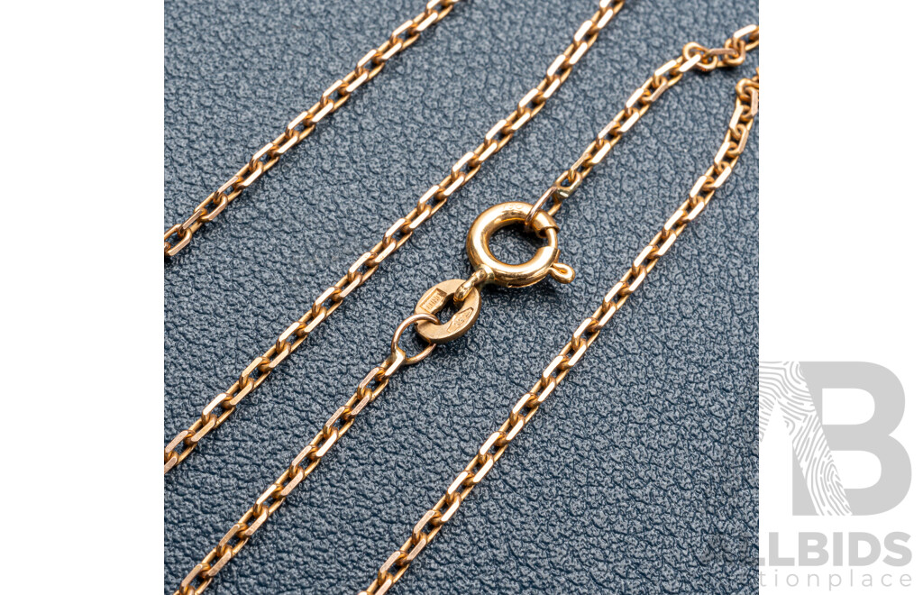 9ct Rose Gold Anchor Link Necklace, 49cm, 2.93 Grams