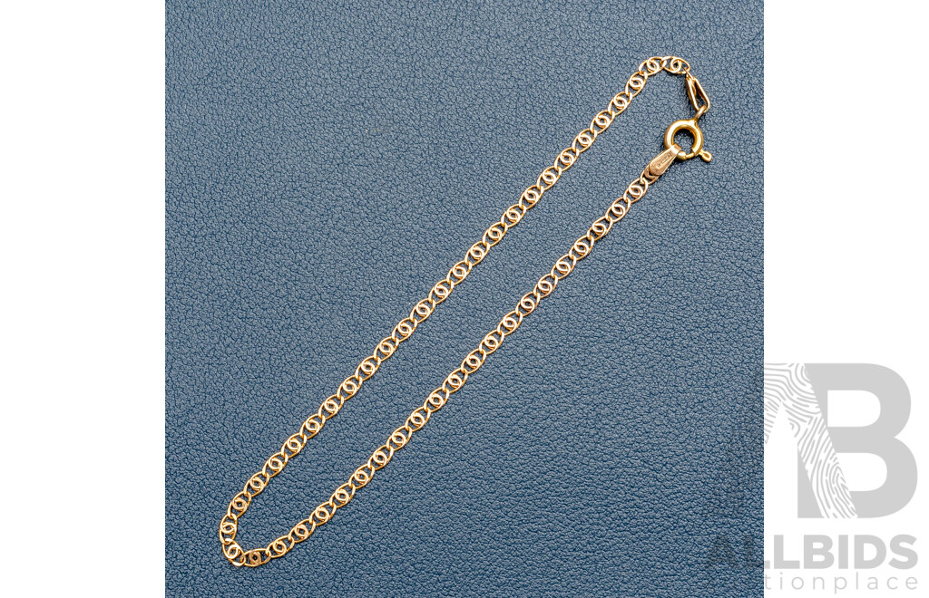 9ct Fancy Flat Curb Link Bracelet, 20cm, 1.71 Grams - as New