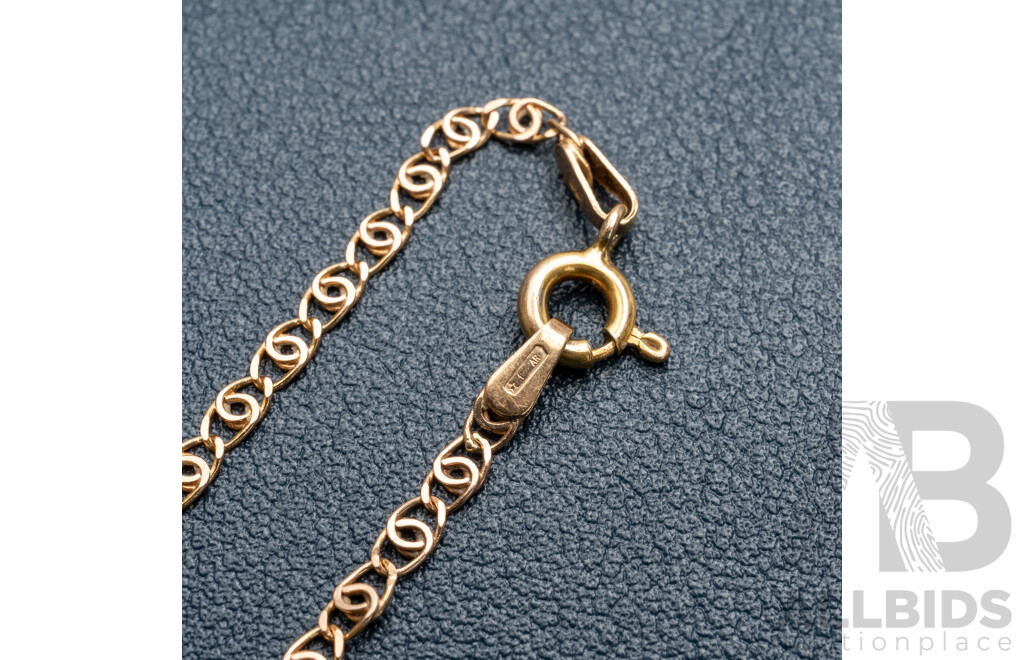 9ct Fancy Flat Curb Link Bracelet, 20cm, 1.71 Grams - as New