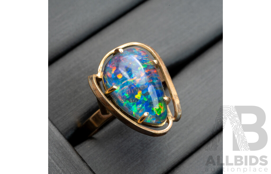 9ct Vintage Opal Triplet Ring, Size O, 3.10 Grams