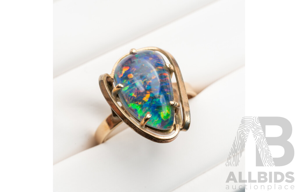 9ct Vintage Opal Triplet Ring, Size O, 3.10 Grams