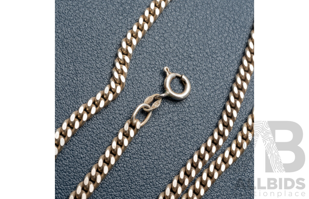 Sterling Silver Mens Curb Link Necklace, 50cm, 22.25 Grams