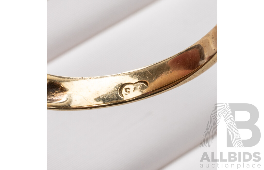 9ct Vintage Ruby & Diamond Bridge Ring, TDW 0.05ct, Size L, 2.01 Grams